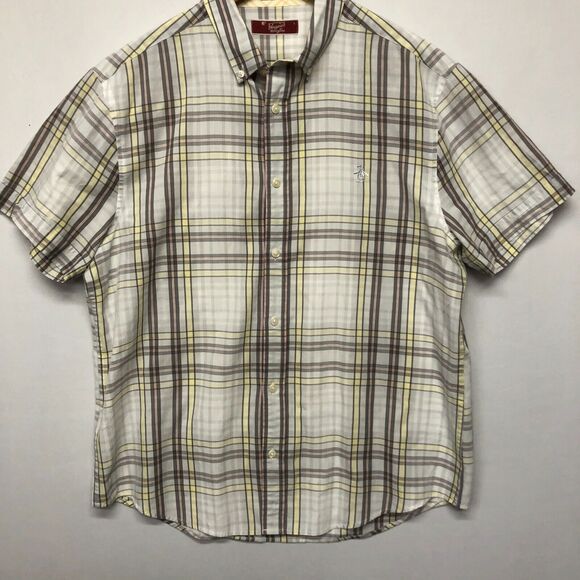 Penguin Men Short Sleeve Button Up Heritage Slim Fit Shirt Size Large M144 -29 - Picture 9 of 12